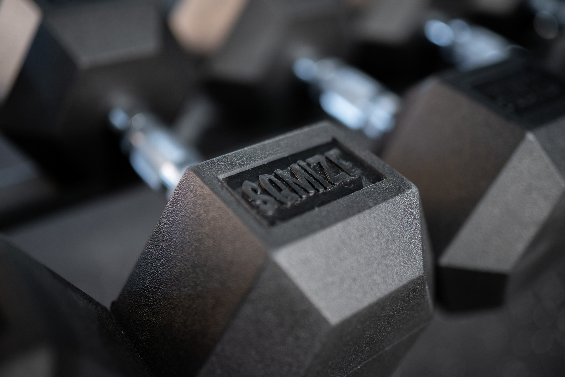 Hex Dumbbell SQMIZE® HDBR65, gummiert, 65 kg