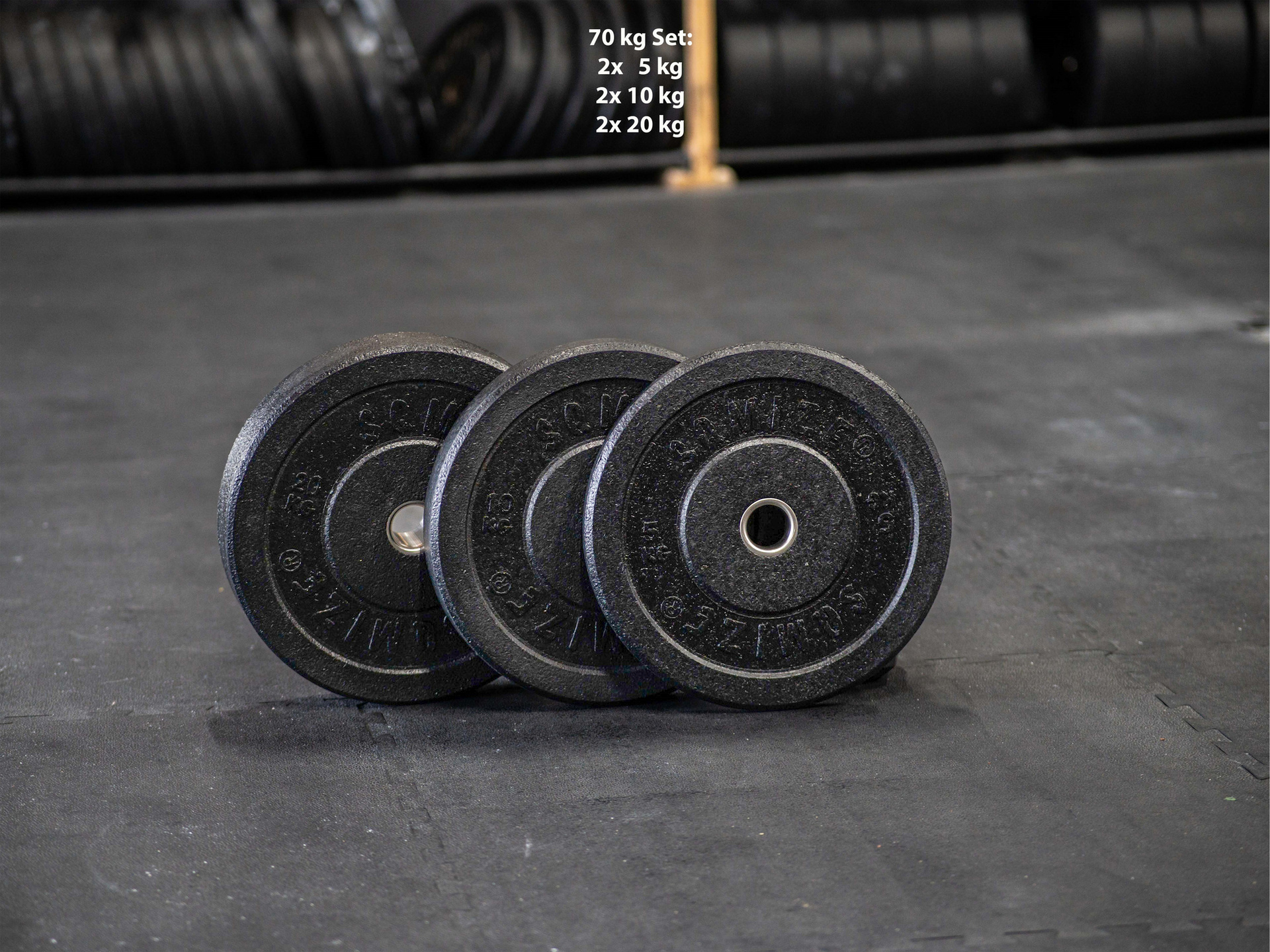 High-Tempered Bumper Plate Set SQMIZE® CRBP70, 70 kg