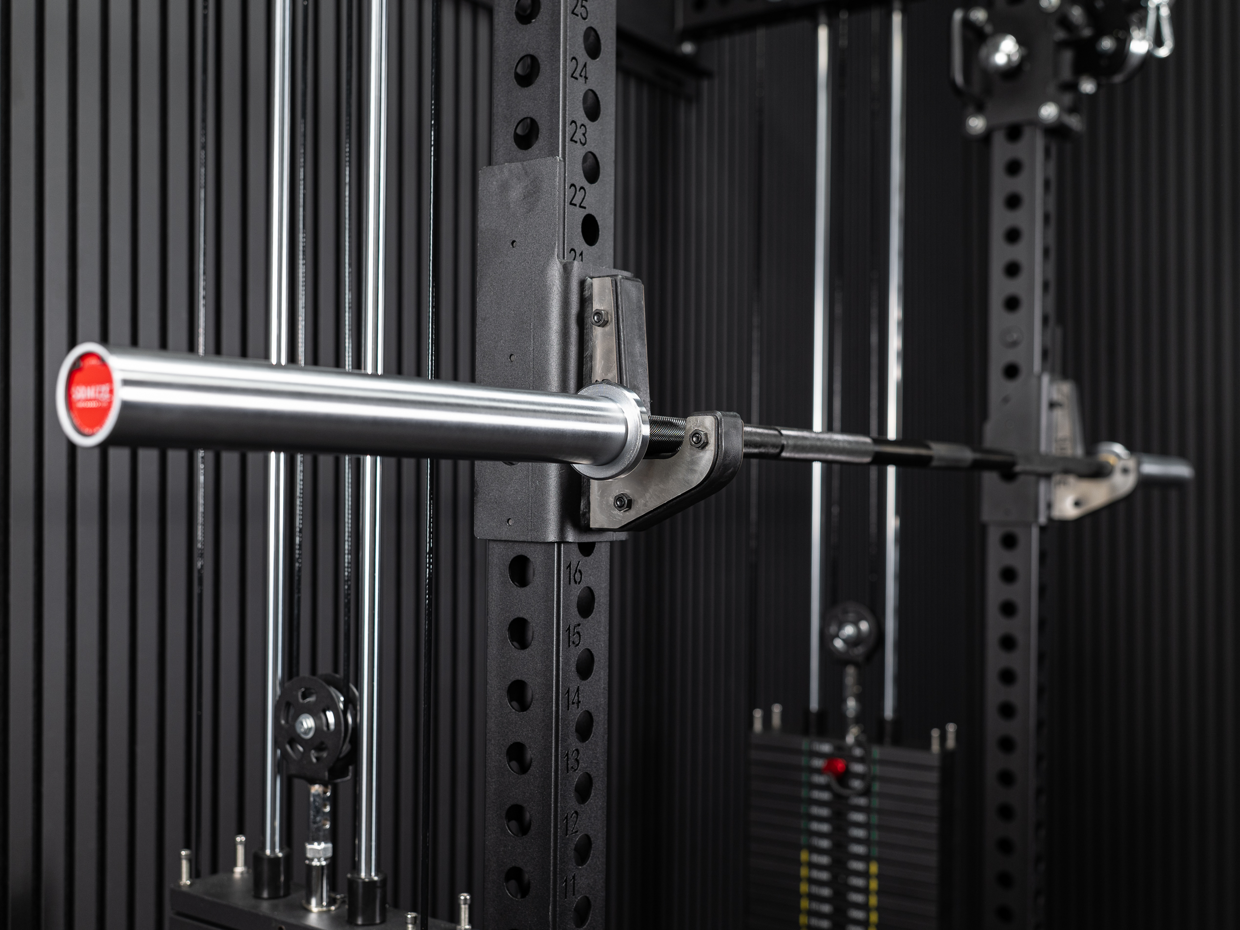 Calibrated Competition Powerlifting Langhantel SQMIZE® PREMIUM BISON OB86PL-IPC Titanium Black