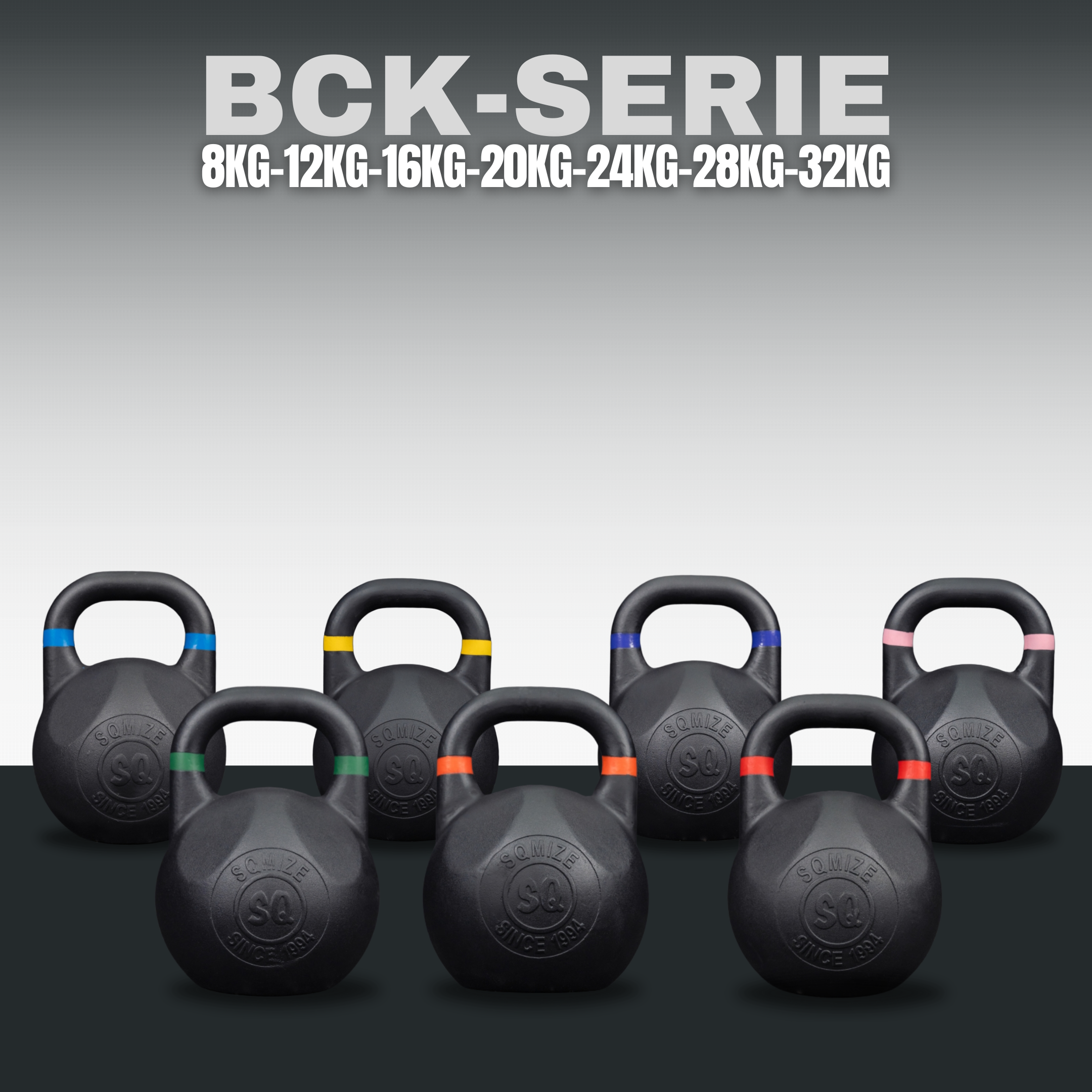 Black Competition Kettlebell SQMIZE® BCK140 Set, 140 kg