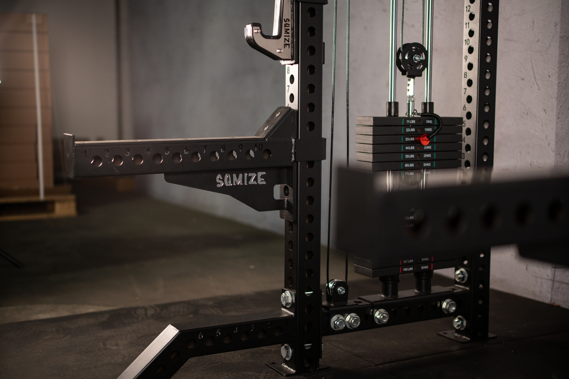 Twin-Power Gym SQMIZE® ELITE CLUB SQ-S855-90, Kabelzugstation & Half Rack, Höhe 215 cm, Price Special