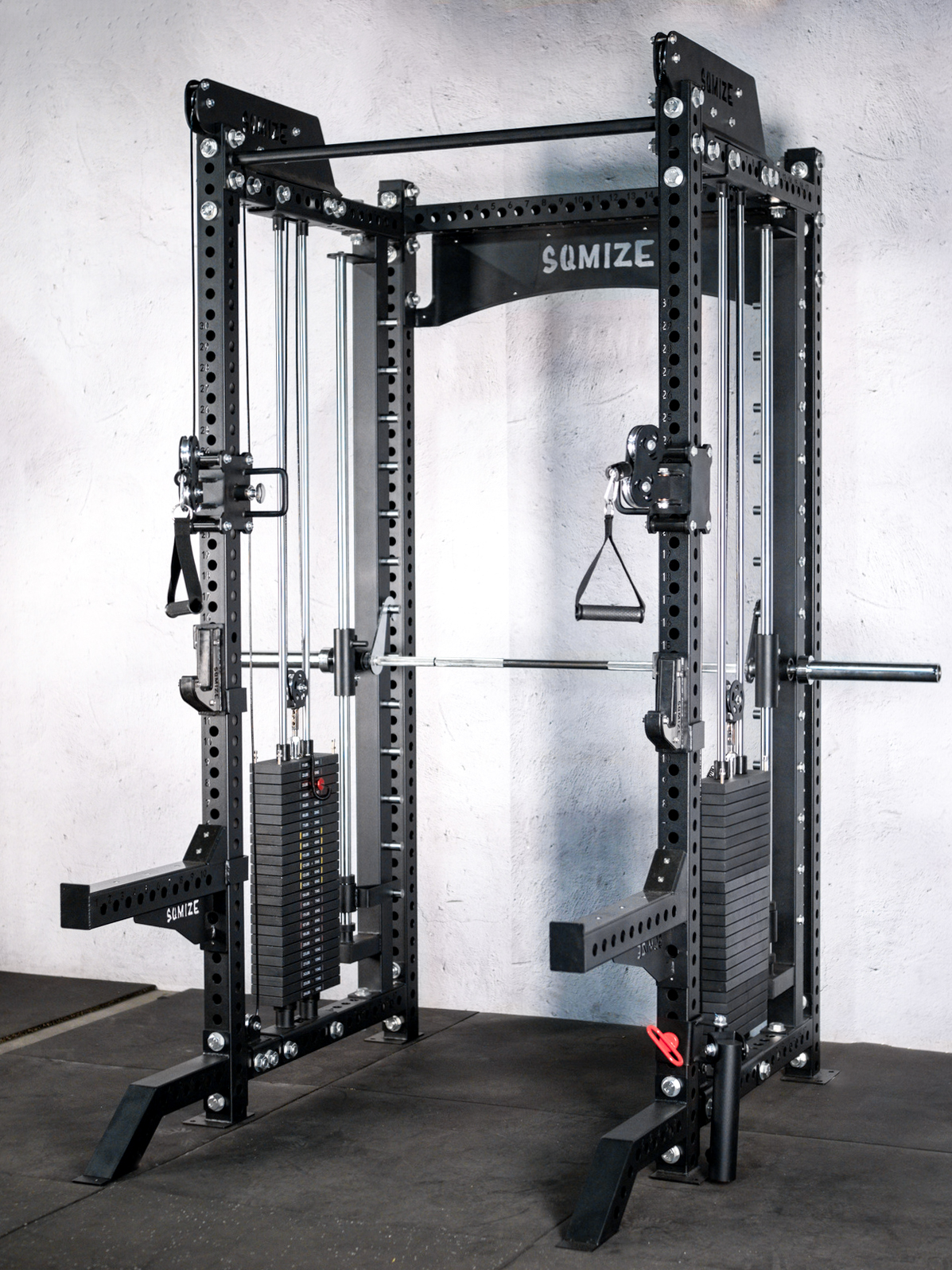 Tri-Power Gym SQMIZE® ELITE CLUB SQ-S955-90, Kabelzugstation, Multipresse & Half Rack, Höhe 238 cm
